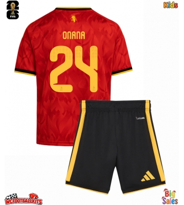 Belgium Amadou Onana #24 Replica Home Stadium Kit for Kids World Cup 2026 Short Sleeve (+ pants)